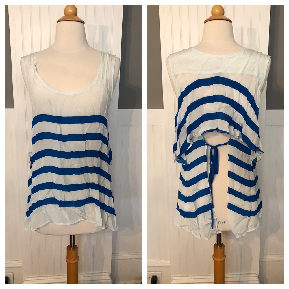 Tracy Reese light blue and electric teal swing top